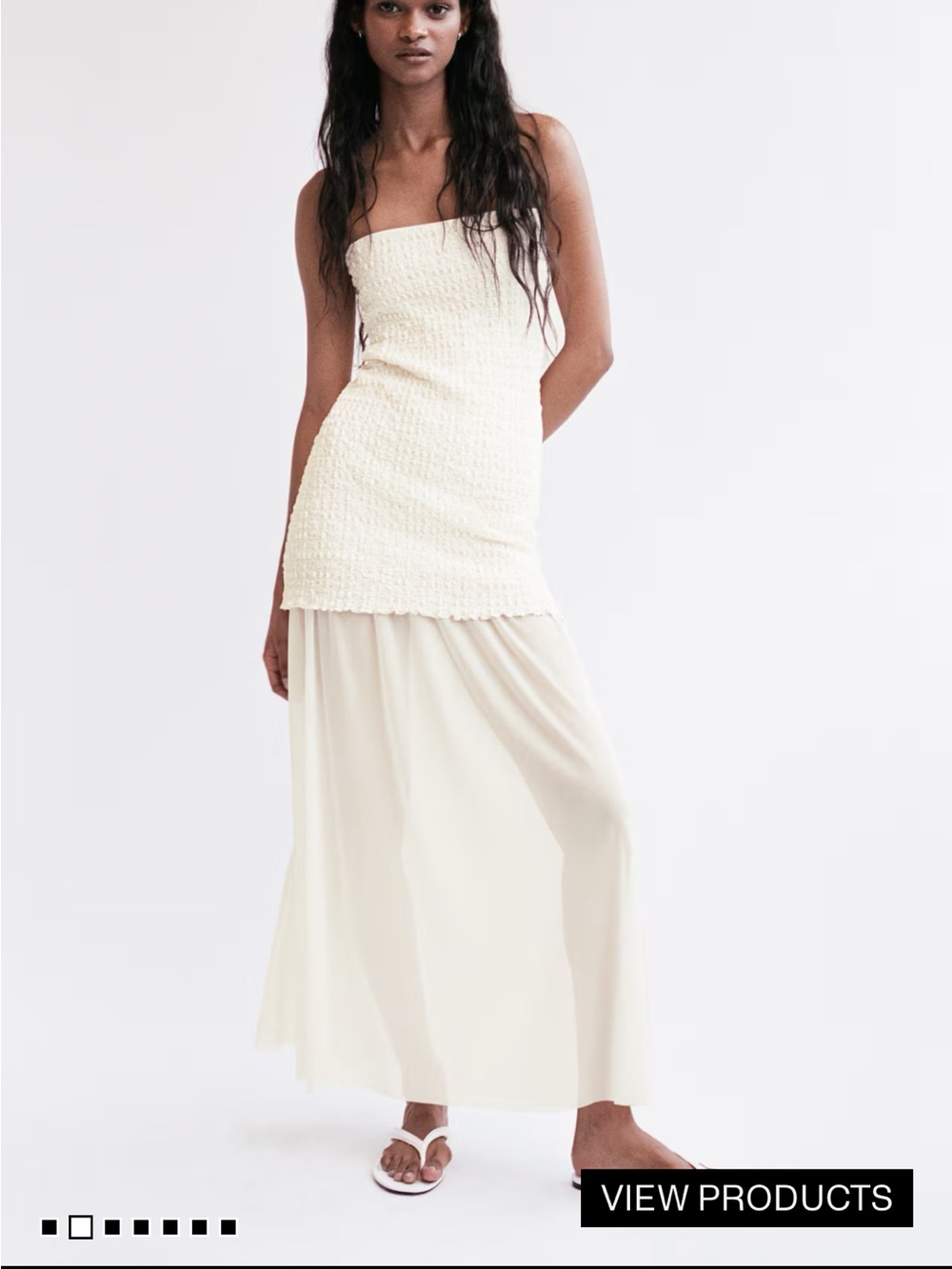 H&M Strapless Cream Maxi Dress